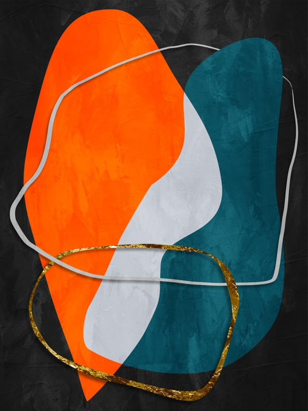 ARTE CONTEMPORANEA COLORIDA LARANJA VER DE - ABSTRATO ORGÂNICO - 339A