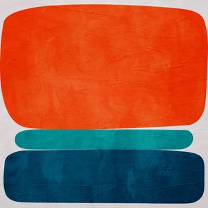 ARTE CONTEMPORANEA QUADRADO COLORIDA LARANJA AZUL - ABSTRATO GEOMETRICO - 706A2-Q