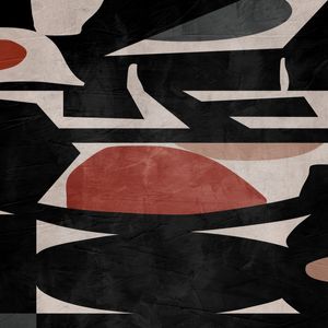 ARTE CONTEMPORANEA QUADRADO COLORIDA PRETO VERMELHO - ABSTRATO GEOMETRICO - 707A-Q