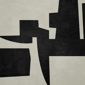 ARTE CONTEMPORANEA QUADRADO COLORIDO PRETO BEGE - ABSTRATO GEOMETRICO - 674A-Q
