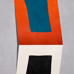 ARTE CONTEMPORANEA QUADRADO COLORIDO PRETO LARANJA AZUL - ABSTRATO GEOMETRICO - 699A-Q