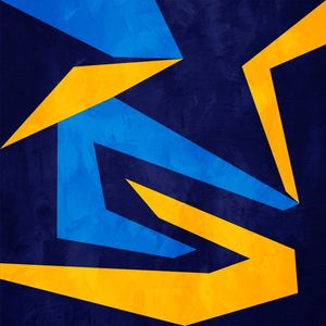 ARTE CONTEMPORANEA QUADRADO COLORIDO AZUL AMARELO - ABSTRATO GEOMETRICO - 702A3-Q