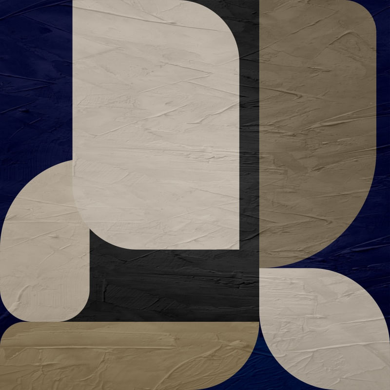 ARTE CONTEMPORANEA QUADRADO COLORIDO AZUL BEGE MARROM - ABSTRATO GEOMETRICO - 692A-Q