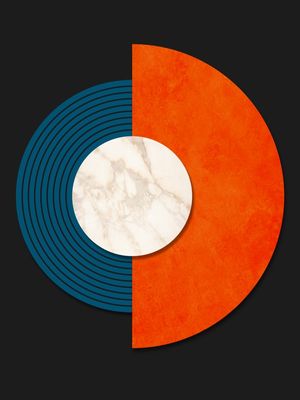 ARTE CONTEMPORÂNEA COLORIDA PRETO LARANJA AZUL - ABSTRATO GEOMETRICO - 678B