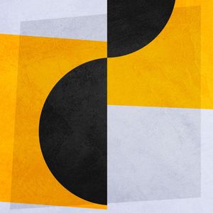 ARTE CONTEMPORÂNEA COLORIDA PRETO AMARELO CINZA - ABSTRATO GEOMETRICO - 675A2-Q