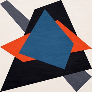 ARTE CONTEMPORÂNEA COLORIDA PRETO LARANJA AZUL - ABSTRATO GEOMETRICO - 521A-Q