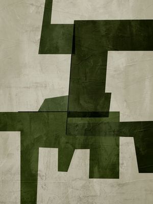 ARTE CONTEMPORANEA COLORIDO VERDE BEGE - ABSTRATO GEOMETRICO - 596A