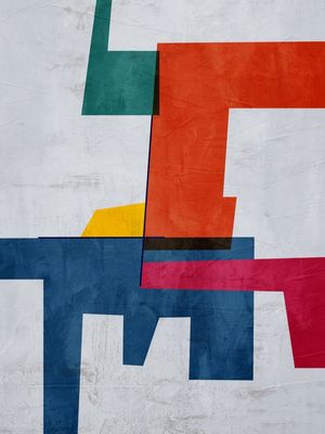 ARTE CONTEMPORANEA COLORIDO AZUL LARANJA VERMELHO - ABSTRATO GEOMETRICO - 596C