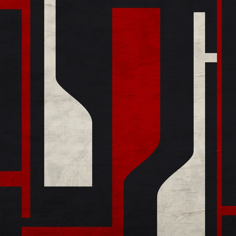 ARTE CONTEMPORANE QUADRADA COLORIDA VERMELHO PRETO - ABSTRATO GEOMETRICO - 252D-Q