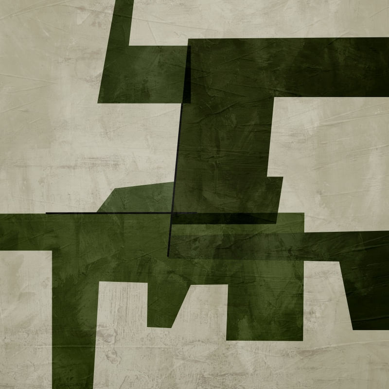 ARTE CONTEMPORANE QUADRADA COLORIDA VERDE BEGE - ABSTRATO GEOMETRICO - 596A-Q