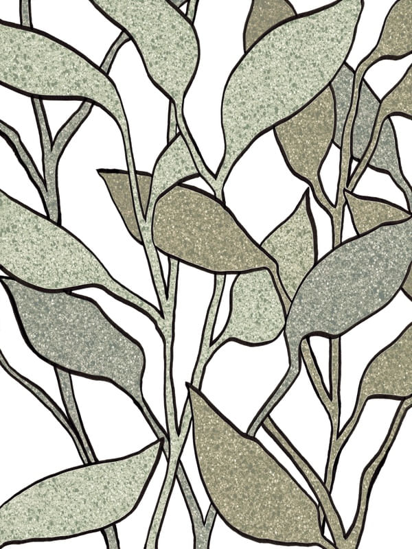 JUNGLE GARDEN 1 SALVA VERDE EM BRANCO - SELVA BOTANICO ORGANICO SKETCH