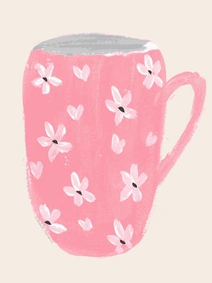 CANECA ROSA FLORIDA EM GOUACHE