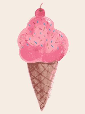SORVETE DE MORANGO COM GRANULADO EM GOUACHE