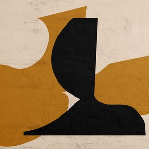 ARTE CONTEMPORÂNEA COLORIDA PRETO BEGE MARROM QUADRADO - ABSTRATO GEOMETRICO - 417A1-Q