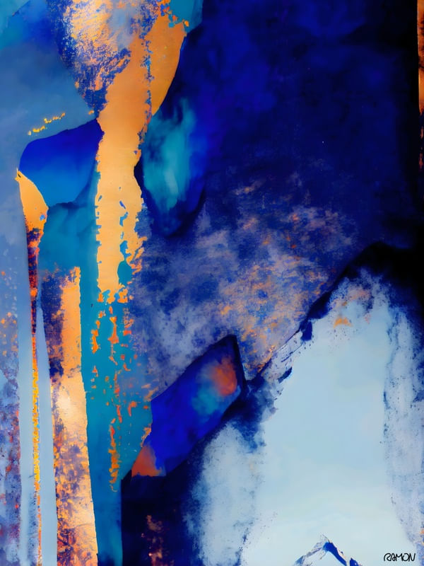 ARTE ABSTRATA - MONTANHAS AZUIS