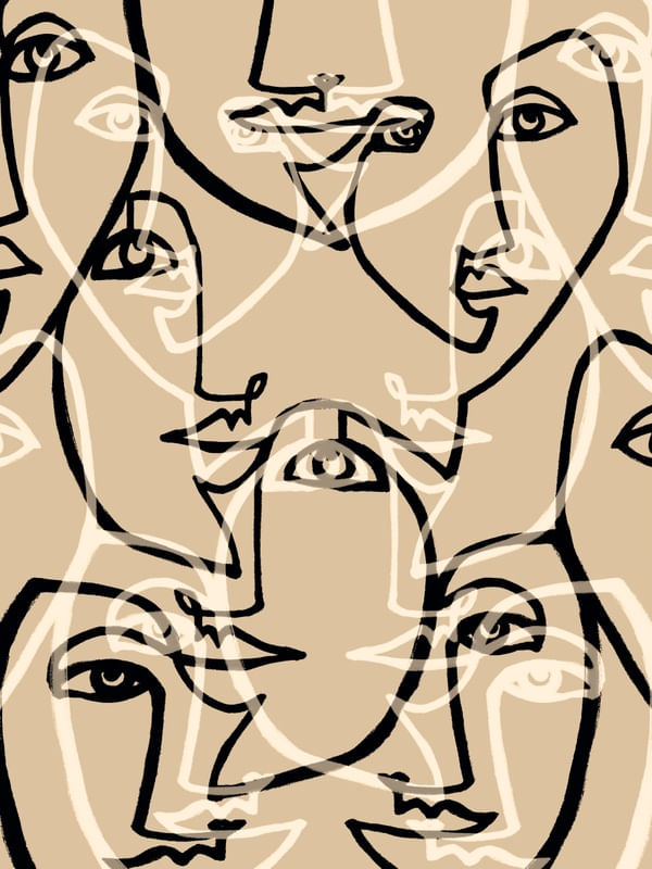FACE VALUE MULTI BEGE - MINIMALISTA LINHAS PESSOAS ROSTOS RETRATO SKETCH ILUSTRAÇÃ