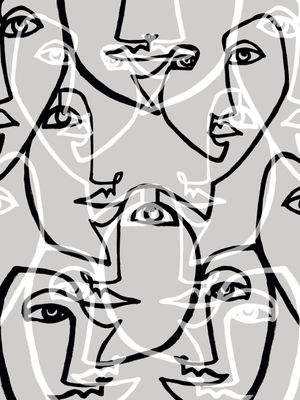 FACE VALUE MULTI CINZA - MINIMALISTA LINHAS PESSOAS ROSTOS RETRATO SKETCH ILUSTRAÇÃ