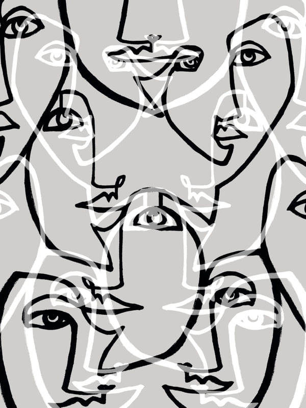 FACE VALUE MULTI CINZA - MINIMALISTA LINHAS PESSOAS ROSTOS RETRATO SKETCH ILUSTRAÇÃ