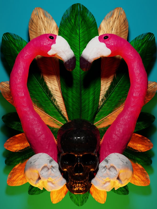 CAVEIRAS E FLAMINGOS