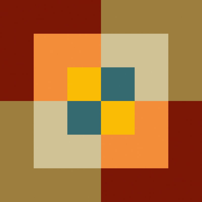CORES ABSTRATAS SÉRIE SQUARE TONS VERMELHO LARANJA AZUL OP 11