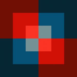CORES ABSTRATAS SÉRIE SQUARE TONS DE VERMELHO E AZUL OP 05
