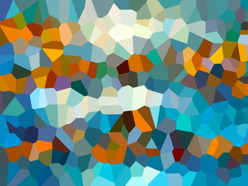 MOSAICO MODERNO ABSTRATO SÉRIE CORES TONS AZUL LARANJA BRANCO OP 18