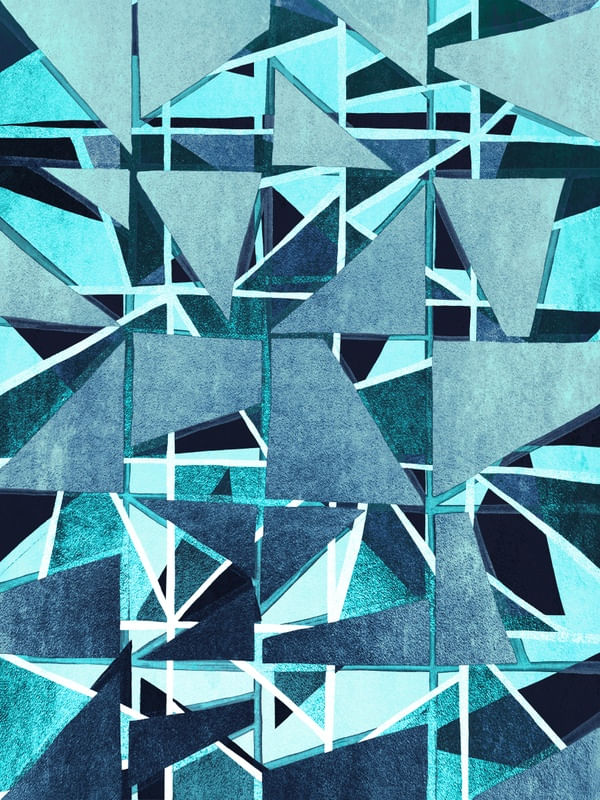 ART DECO DREAMING - AGUA TURQUESA AZUL GEOMÉTRICO MODERNO ABSTRATO LINHAS SKETCH PINTURA