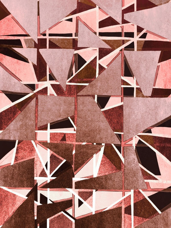 ART DECO DREAMING - BLUSH ROSA FERRUGEM GEOMÉTRICO MODERNO ABSTRATO SKETCH PINTURA