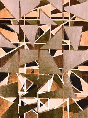 ART DECO DREAMING - LATÃO VERDE OLIVA MARROM GEOMÉTRICO MODERNO ABSTRATO PINTURA