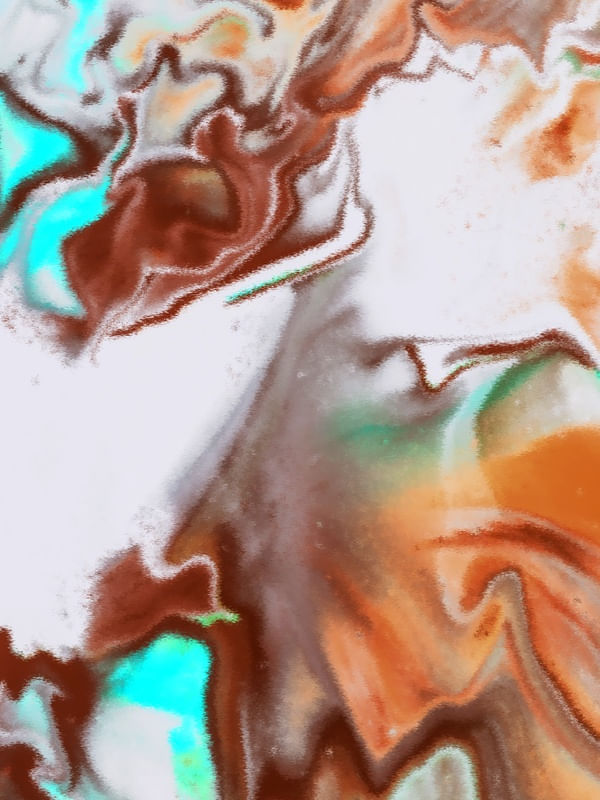 TEXTURA EM MOVIMENTO ABSTRATO TONS DE TURQUESA E MARROM CORAL OP 02