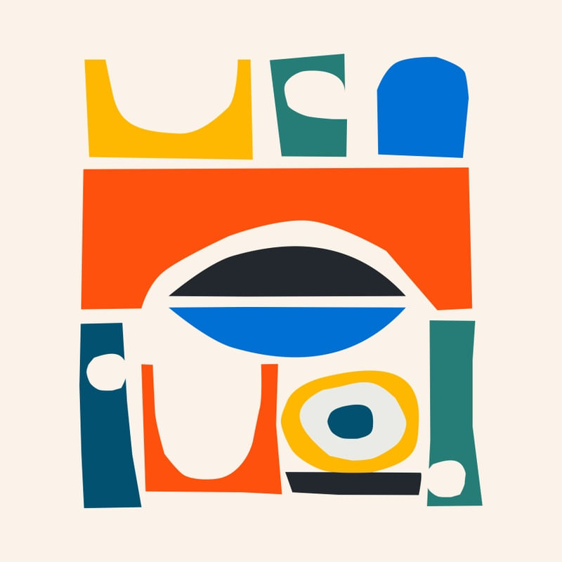 ARTE CONTEMPORANEA COLORIDA LARANJA AZUL AMARELO QUADRADO - ABSTRATO COLORFUL - 30A-Q