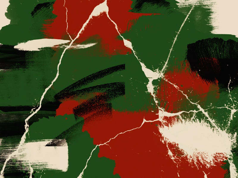 PINTURA E DETALHES ABSTRATOS SÉRIE CORES TONS VERDE VERMELHO PRETO OP 11
