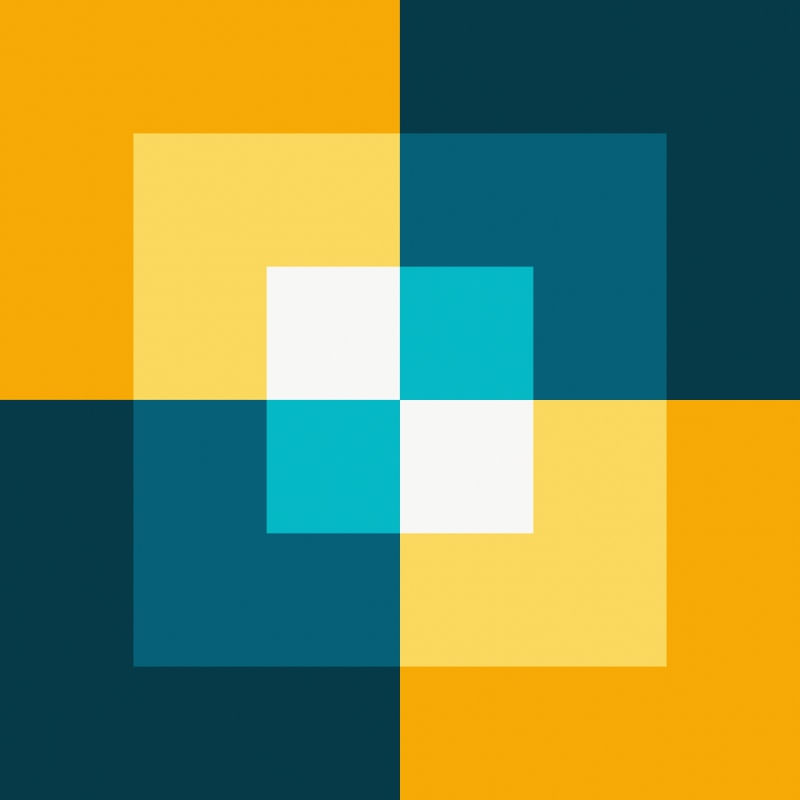 CORES ABSTRATAS SÉRIE SQUARE TONS DE AZUL AMARELO OP 17A