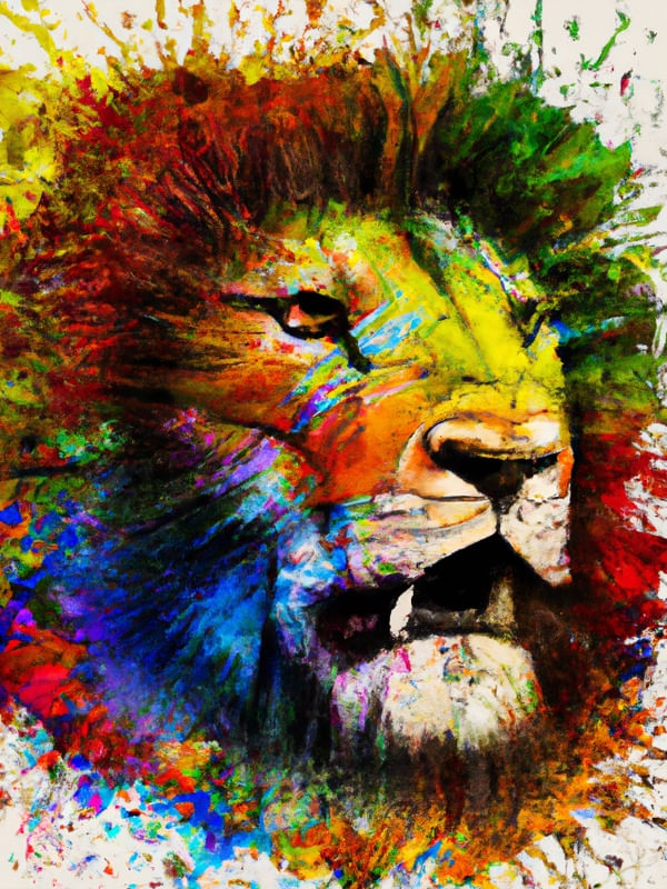 LEÃO AQUARELADO ABSTRATO II