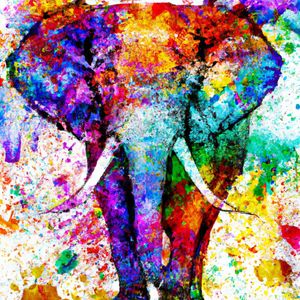 ELEFANTE AQUARELADO ABSTRATO