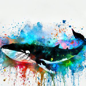 BALEIA AQUARELADO ABSTRATO