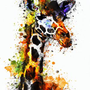 GIRAFA AQUARELADO ABSTRATO I