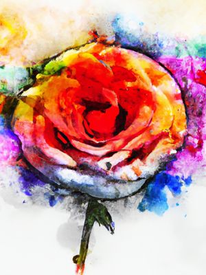 ROSA AQUARELADA ABSTRATA