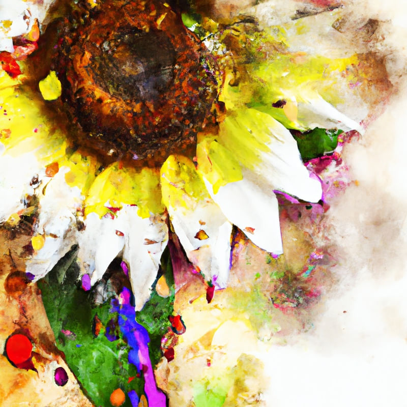 GIRASSOL AQUARELADO ABSTRATO I
