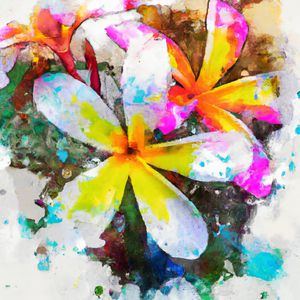 PLUMERIA AQUARELADO ABSTRATO I