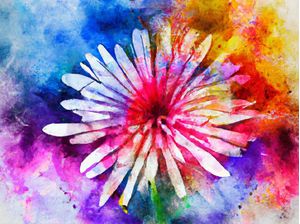 CRISÂNTEMO AQUARELADO ABSTRATO I