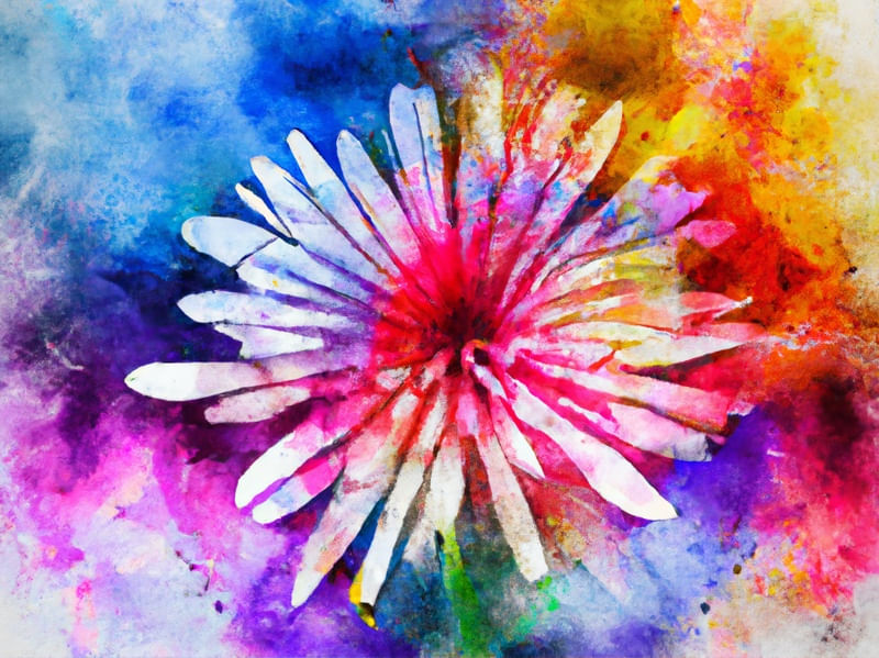 CRISÂNTEMO AQUARELADO ABSTRATO I