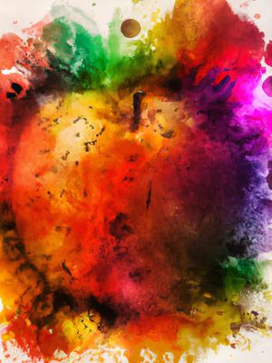MAÇÃ II AQUARELADO ABSTRATO