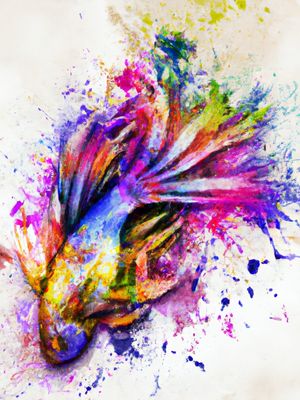 PEIXE AQUARELADO ABSTRATO