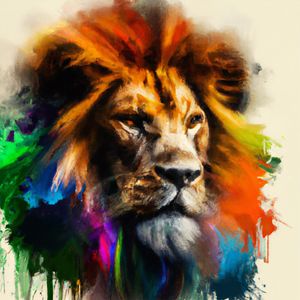 LEÃO AQUARELADO COLORIDO I