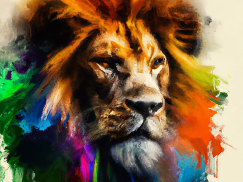 LEÃO AQUARELADO COLORIDO III