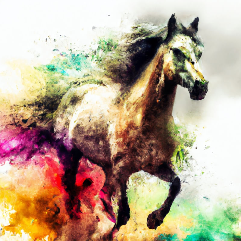 CAVALO CORRENDO REALISTA AQUARELADO