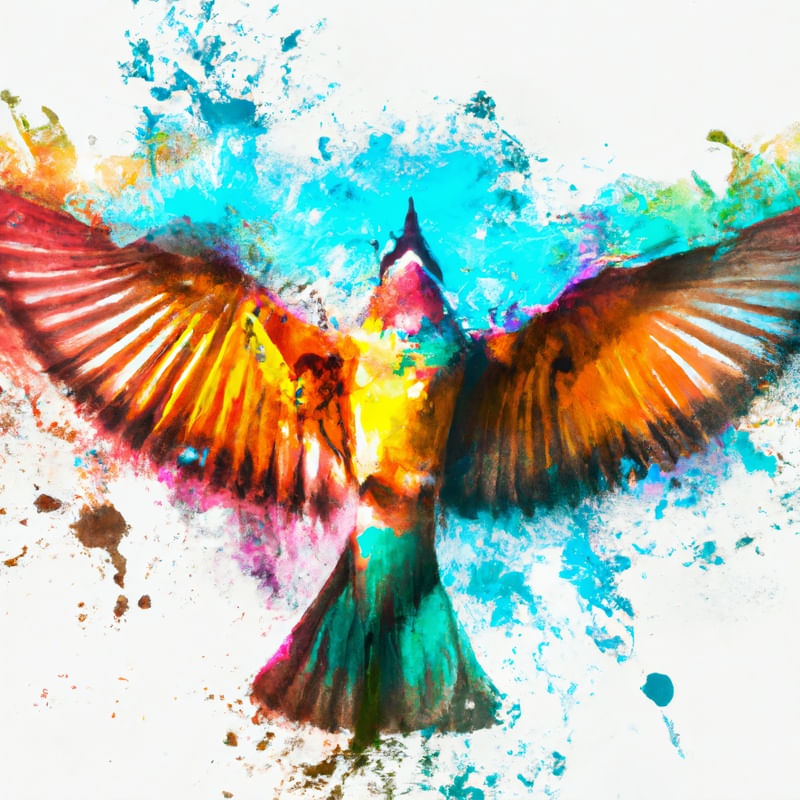 PÁSSARO AQUARELADO COLORIDO