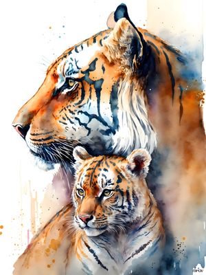 AQUARELA ANIMAL - TIGRES II