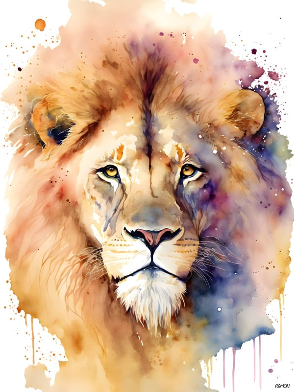 AQUARELA ANIMAL - LEÃO III